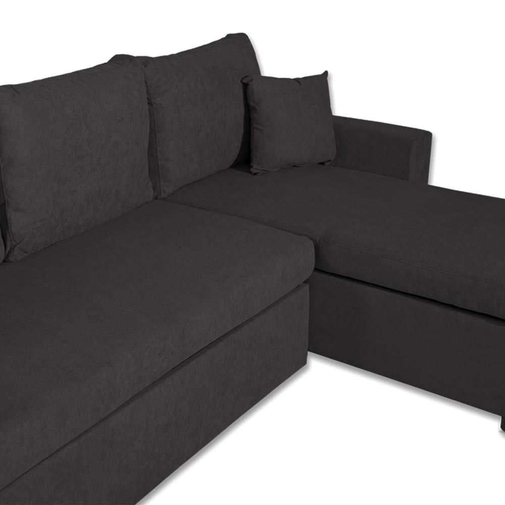 Divano con penisola contenitore reversibile Golf Standard e letto estraibile in tessuto Enjoy 24 grafite