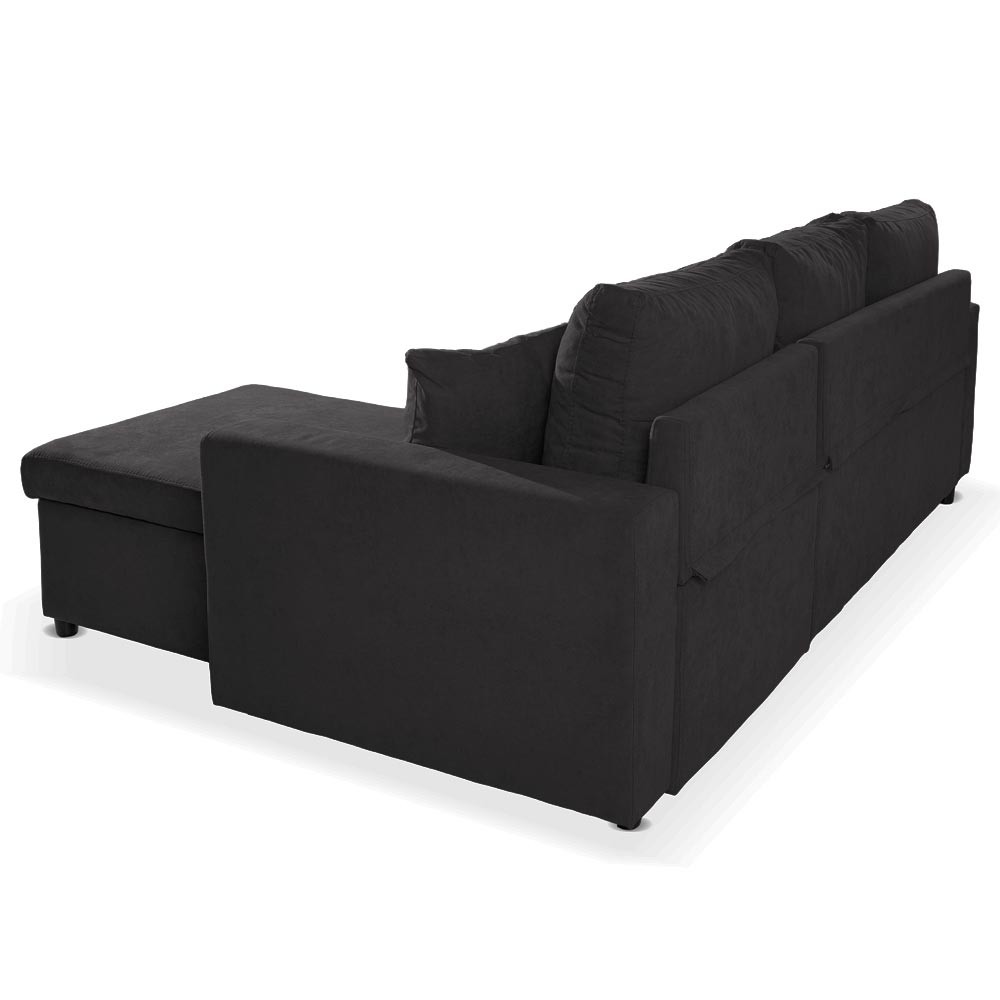 Divano con penisola contenitore reversibile Golf Standard e letto estraibile in tessuto Enjoy 24 grafite