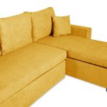 Divano con penisola contenitore reversibile Golf Standard e letto estraibile in tessuto Verità 53 senape