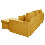 Divano con penisola contenitore reversibile Golf Standard e letto estraibile in tessuto Verità 53 senape