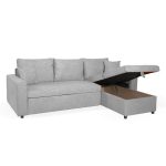 Divano con penisola contenitore reversibile Golf Standard e letto estraibile in tessuto Verità 81 grey
