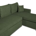 Divano con penisola contenitore reversibile Golf e letto estraibile in tessuto Verita 34 verde muschio