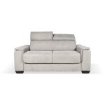 Divano letto Mercurio 2 posti poggiatesta reclinabili in tessuto Luna 19 light grey
