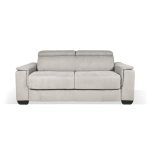 Divano letto Mercurio 3 posti poggiatesta reclinabili in tessuto Luna 19 light grey