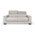 Divano letto Mercurio 3 posti poggiatesta reclinabili in tessuto Luna 19 light grey