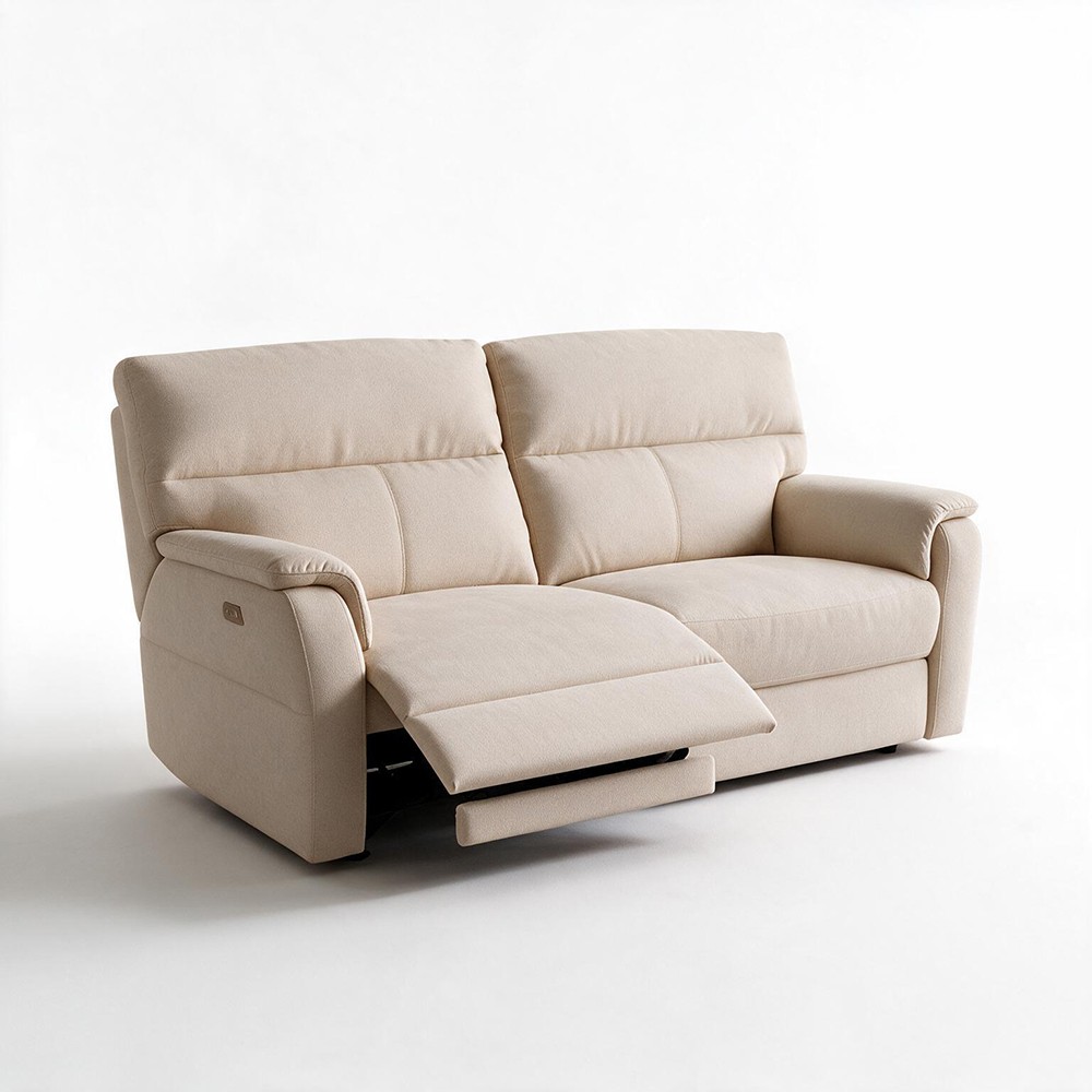 Divano relax 3 posti Alice con 2 recliner elettrici in Nabucco 02 beige