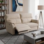 Divano relax 3 posti Alice con 2 recliner elettrici in Nabucco 02 beige