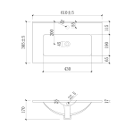 Lavabo consolle da appoggio LAV9060ES in ceramica 1 vasca 61x36.5 cm. bianco lucido