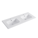 Lavabo consolle da appoggio LAV9140DS in ceramica 2 vasche 141x46 cm. bianco lucido