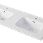 Lavabo consolle da appoggio LAV9140DS in ceramica 2 vasche 141x46 cm. bianco lucido