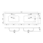 Lavabo consolle da appoggio LAV9140DS in ceramica 2 vasche 141x46 cm. bianco lucido