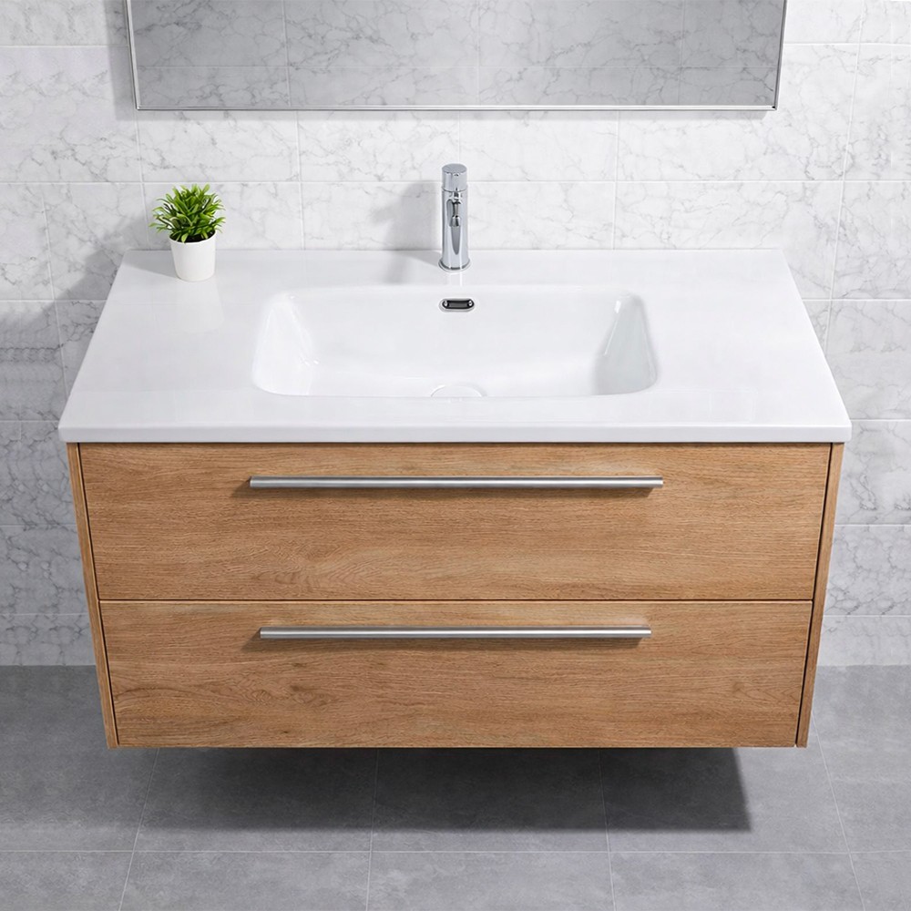 Lavabo da appoggio Bulnes100 in ceramica bianco lucido 101x46.5 cm.