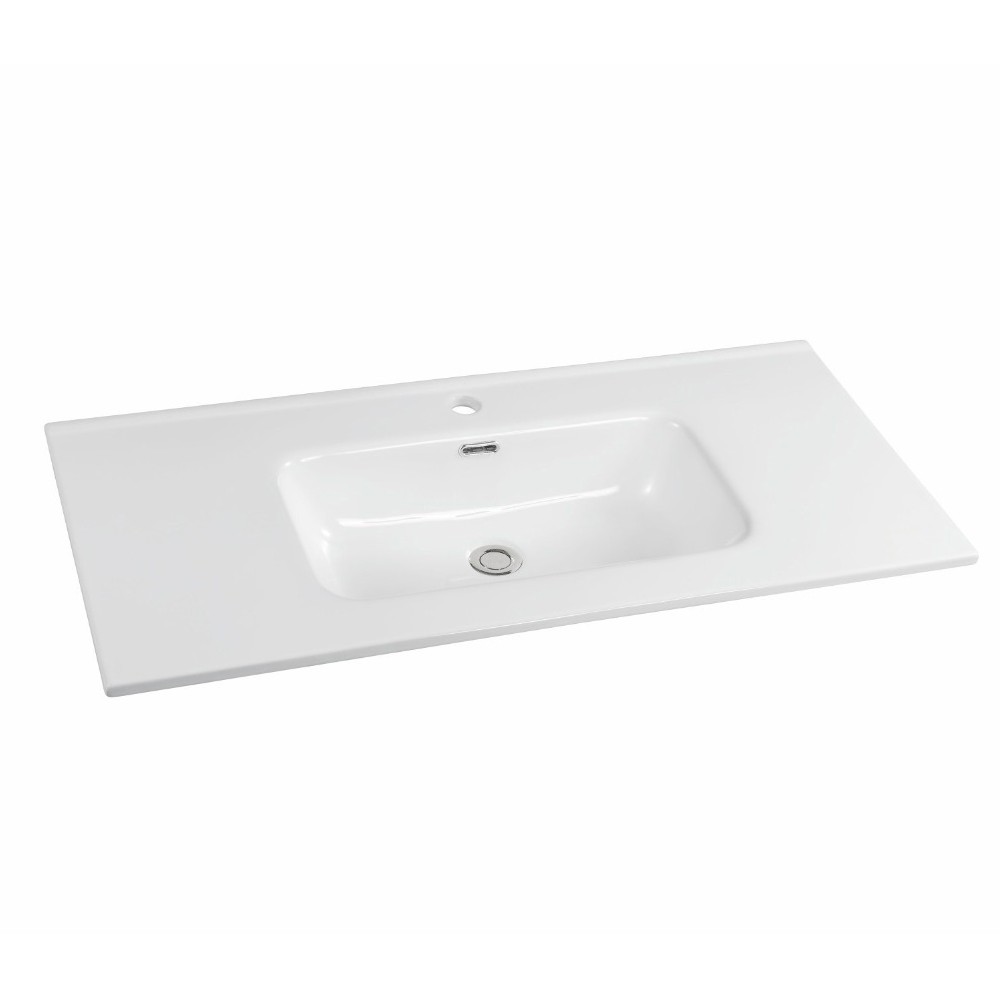Lavabo da appoggio Bulnes100 in ceramica bianco lucido 101x46.5 cm.