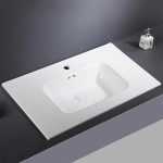 Lavabo da appoggio Bulnes100 in ceramica bianco lucido 101x46.5 cm.