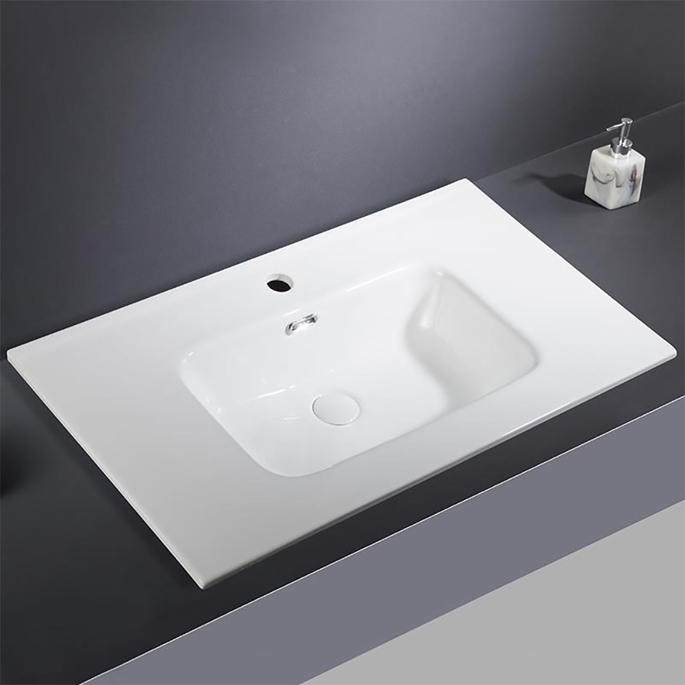 Lavabo da appoggio Bulnes100 in ceramica bianco lucido 101x46.5 cm.