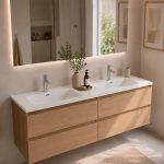 Lavabo da appoggio Bulnes120 in ceramica 2 vasche bianco lucido 121x46.5 cm.