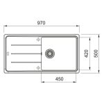 Lavello 1 vasca Franke Boston BFG61197 con gocciolatoio reversibile 97x50 cm. bianco