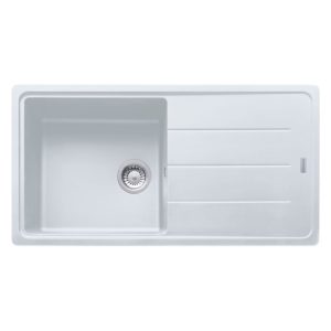 Lavello 1 vasca Franke Boston BFG61197 con gocciolatoio reversibile 97x50 cm. bianco