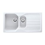 Lavello 1 vasca e mezza Franke Calypso COG651 con gocciolatoio reversibile 97x50 cm. bianco