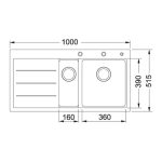 Lavello 1 vasca e mezza Franke TFF 651 Mythos Fusion da incasso 100x50.5 cm. con gocciolatoio destro bianco