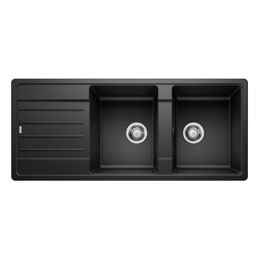 Lavello 2 vasche Blanco Legra 1526088 con gocciolatoio reversibile sopratop 116x50 cm. silgranit nero