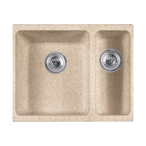 Lavello 2 vasche Franke Kubus KBG 160 sottotop in fragranite avena 55.8x46 cm.
