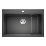 Lavello Blanco monovasca sintetico Etagon8 1525187 tappo a cestello InFino e coppia di barre in acciaio inox 78x51 cm. antracite