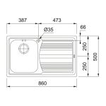 Lavello a incasso Franke LLX611L 86x50 cm 1 vasca con gocciolatoio destro inox satinato