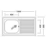 Lavello appoggio SA10050 1 vasca con gocciolatoio destro 100x50 cm. inox