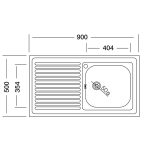 Lavello appoggio SA9050 1 vasca con gocciolatoio destro 90x50 cm. inox