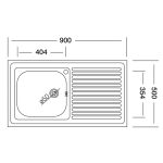 Lavello appoggio SA9050 1 vasca con gocciolatoio sinistro 90x50 cm. inox
