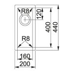 Lavello monovasca Franke Planar PEX110-16 sottotop inox satinato 44x20 cm.