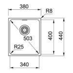 Lavello una vasca Franke KBG11034 sottotop 34x40 in fragranite Oyster