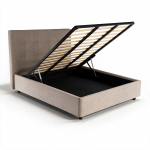 Letto alla francese Ascoli contenitore 140x190 cm. in tessuto Aragon 20 taupe