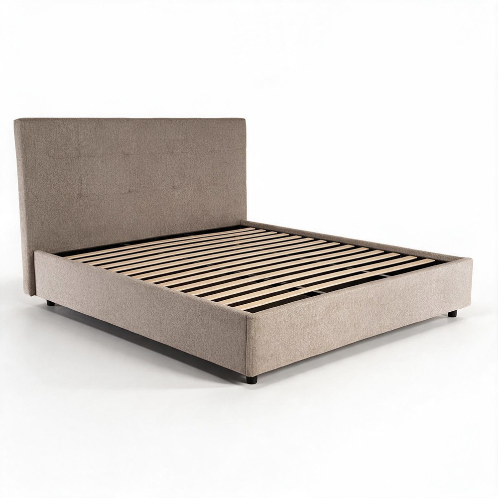 Letto matrimoniale Ascoli contenitore 180x200 in tessuto Aragon 20 taupe