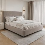 Letto matrimoniale Ascoli contenitore 180x200 in tessuto Aragon 20 taupe