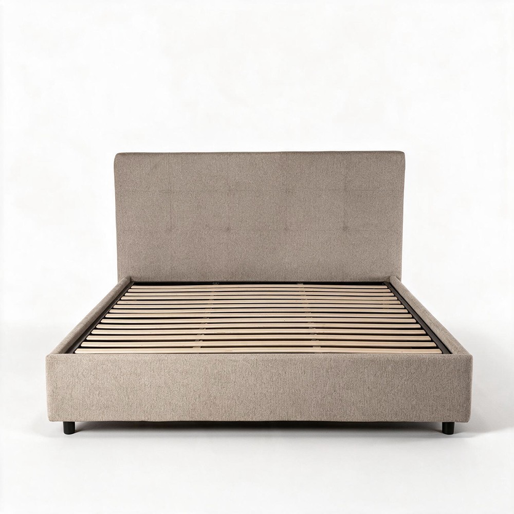 Letto matrimoniale Ascoli contenitore 180x200 in tessuto Aragon 20 taupe