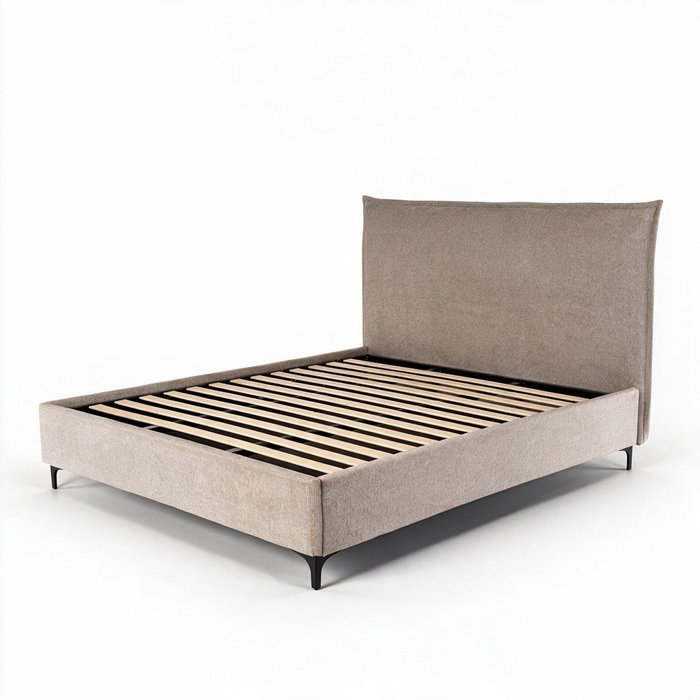 Letto matrimoniale Line contenitore in tessuto Aragon 20 taupe