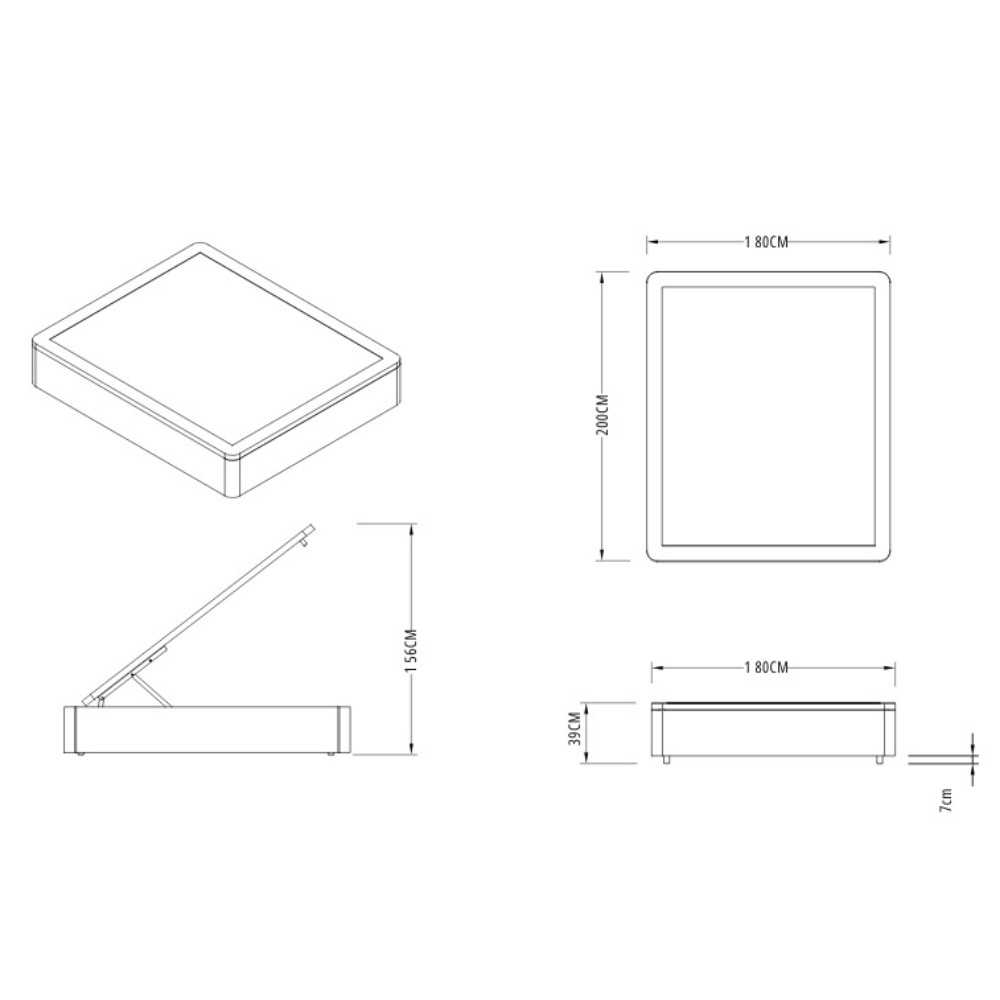 Letto matrimoniale Sommier 180x200 con contenitore in tessuto Enjoy 03 taupe