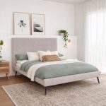 Letto matrimoniale Stiletto con rete fissa in tessuto Enjoy 20 grigio chiaro