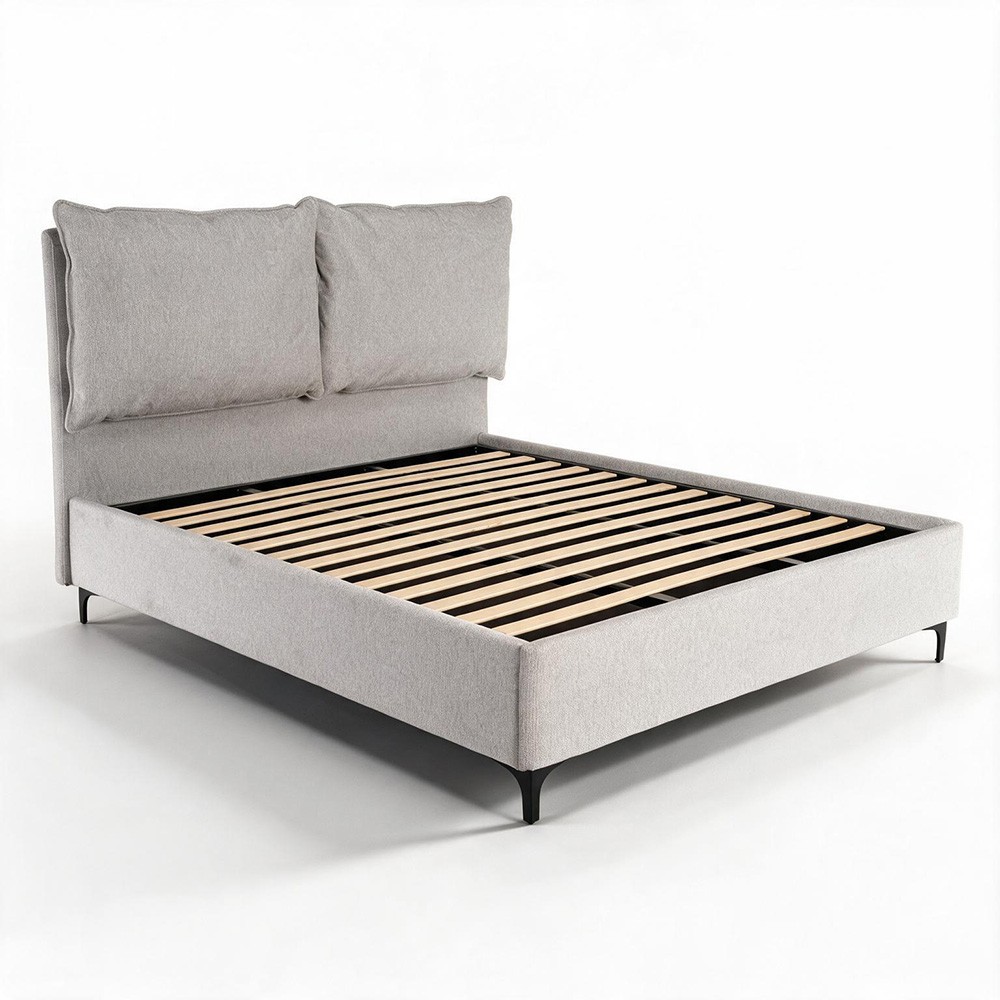 Letto matrimoniale Vogue contenitore in tessuto Aragon 80 light grey