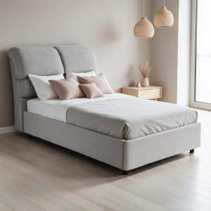 Letto una piazza e mezza Sofaback contenitore in tessuto Aragon 80 light grey