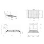 Letto una piazza e mezza Sofaback contenitore in tessuto Aragon 80 light grey