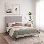 Letto una piazza e mezza Stiletto con rete fissa in tessuto Enjoy 20 grigio chiaro