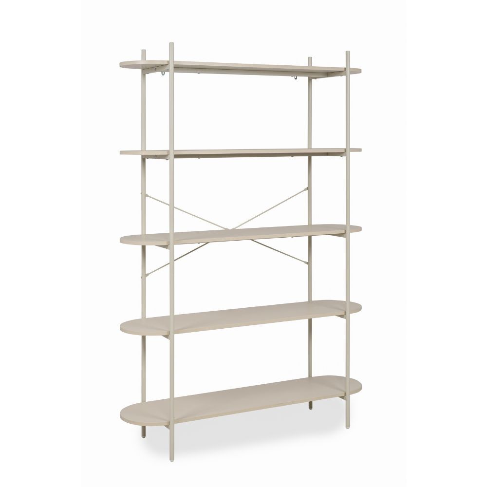 Libreria Hanoi20B con 5 ripiani e struttura in metallo beige