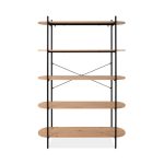 Libreria Hanoi20B con 5 ripiani rovere e struttura in metallo nero