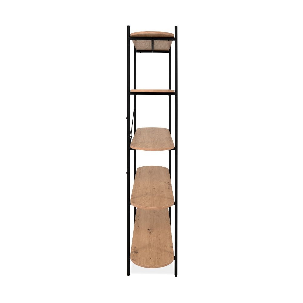 Libreria Hanoi20B con 5 ripiani rovere e struttura in metallo nero