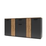 Madia Esteban858 con 5 ante e 1 cassetto con dettagli listellati reversibili in antracite e rovere evoque