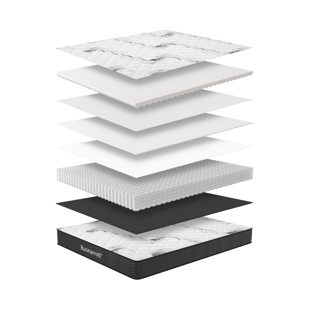 Materasso una piazza e mezza Tarico 120x190x22.3 H cm. con molle insacchettate e strato in memory foam