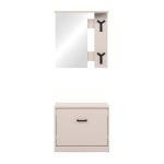 Mobile ingresso Limone41A con specchio ganci appendiabito e base scarpiera in beige